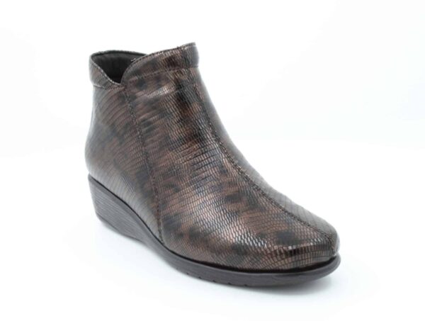 Bottine Lizard Zip bronze
