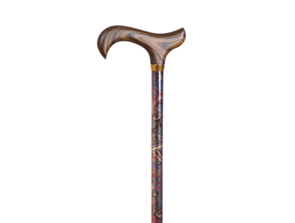 Canne réglable en aluminium motifs couleurs avec manche en bois