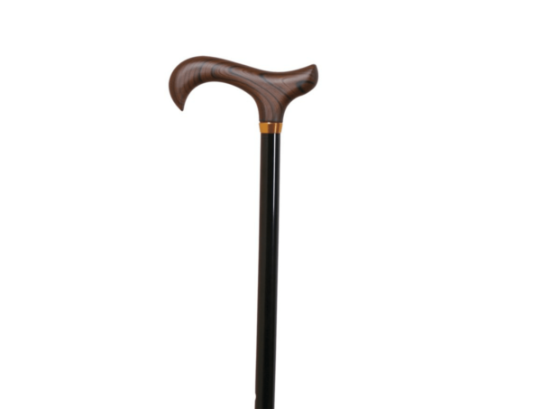 Canne réglable en aluminium noir et avec manche en bois