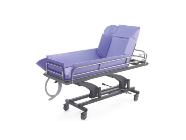 Chariot brancard de douche hydraulique avec coussin