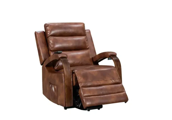 Fauteuil Releveur Électrique en Cuir Marron