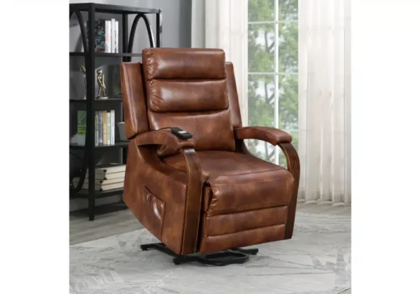 Fauteuil Releveur Électrique en Cuir Marron – Image 3