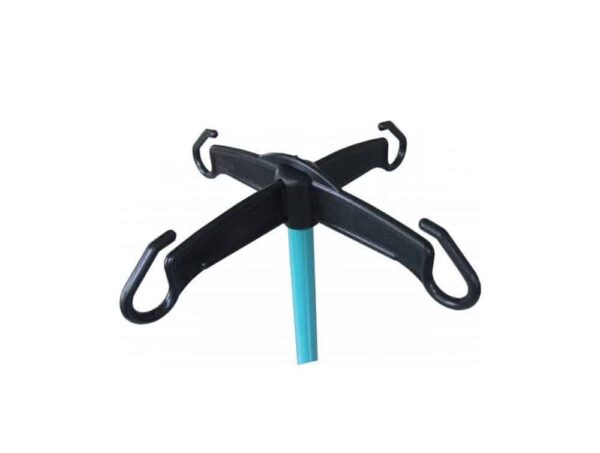 Porte sérum sur roulettes 4 crochets Turquoise – Image 2