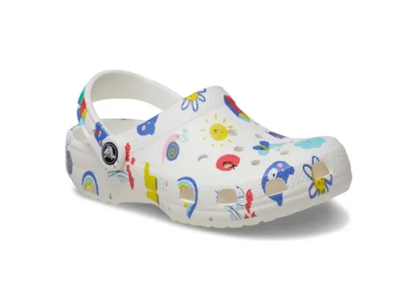 Sabot Crocs Classic Doodle Print T White/Multi