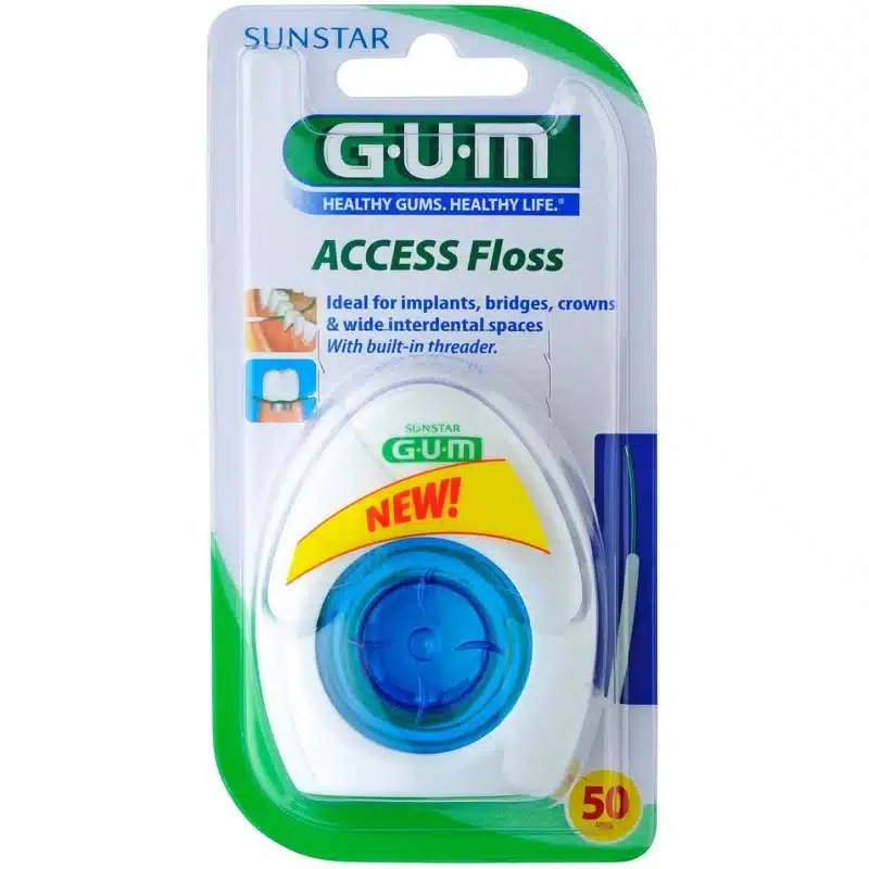Fil dentaire access floss (implant, bridge et couronne)