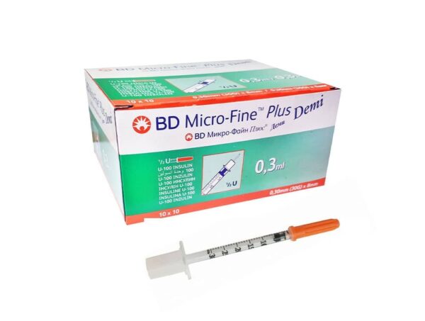seringue à insuline 0,3ML/aiguille 30G/8mm